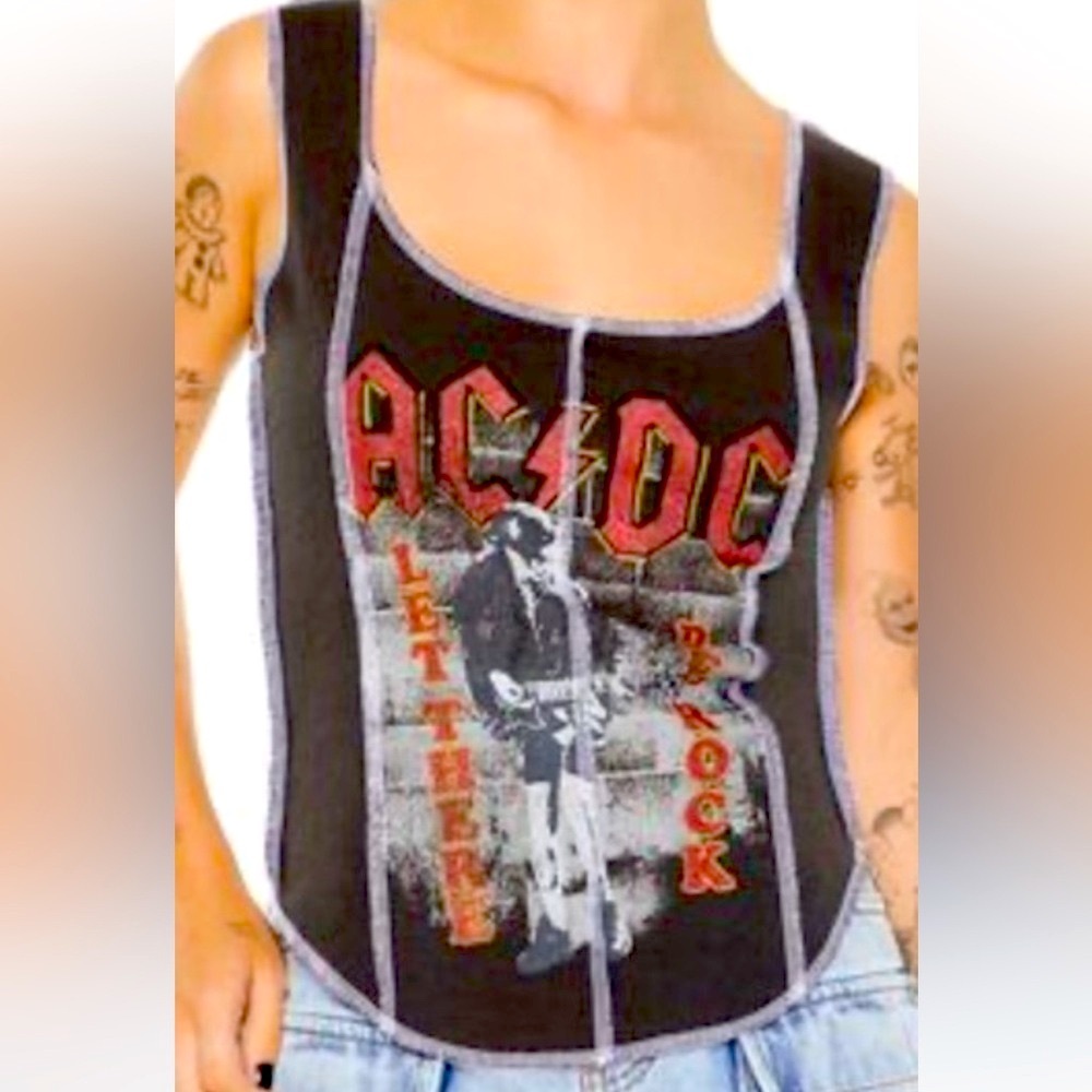 Forever 21 Black AC/DC Graphic Tank with Red Print